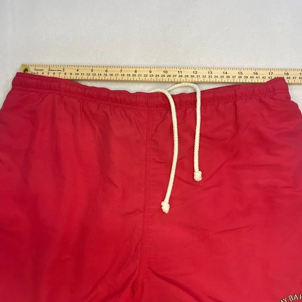 Vintage Tommy Bahama Swim Trunks Red Embroidered Logo Mens M with patch pocket